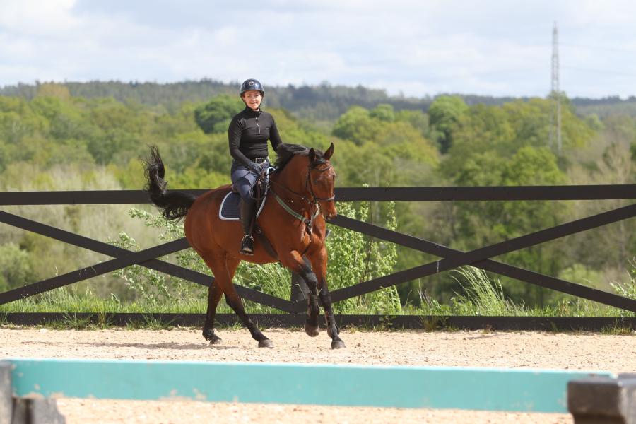 Hippsons redaktör Cajsa Ekström Arman på sin häst "Pettson". Foto: Jennie Börs 