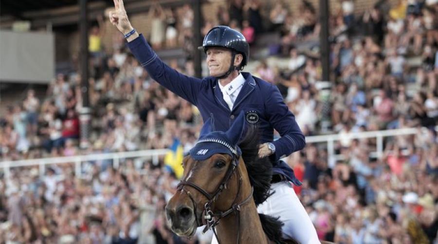 Förra året vann Peder Fredricson med All In den stora GP-klassen inför den svenska hemmapubliken. Arkivfoto: Frida Bank