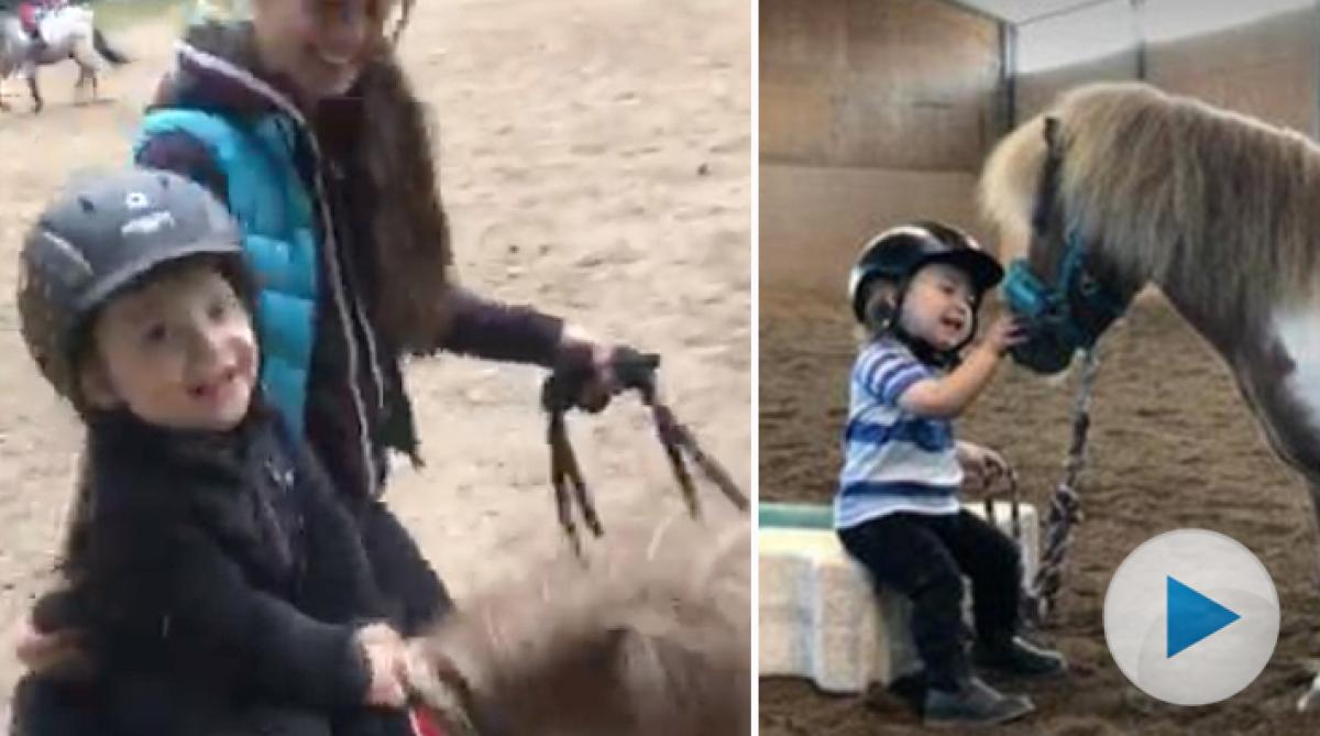 Charley travar med ponnyn Magic för första gången