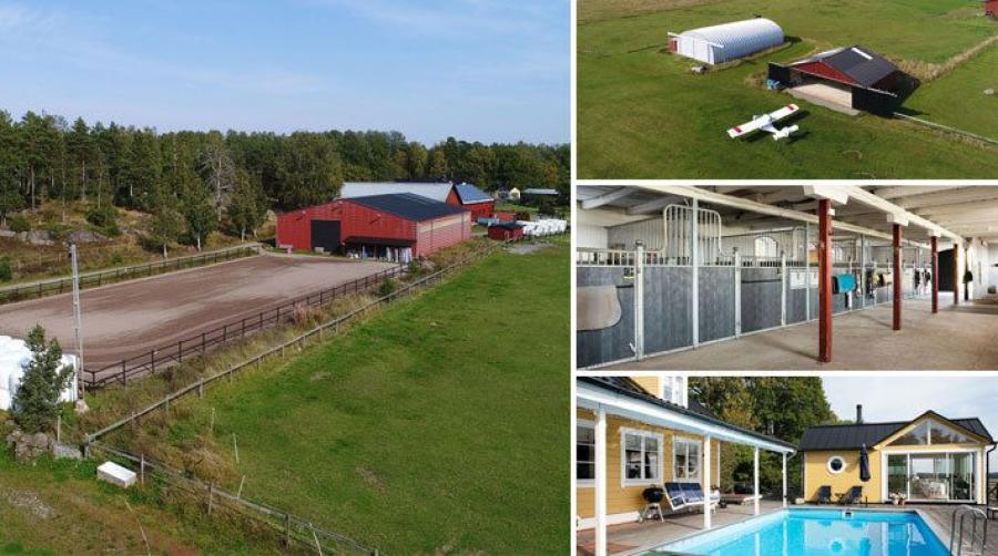 Hästgård med ridhus och en egen liten flygplats