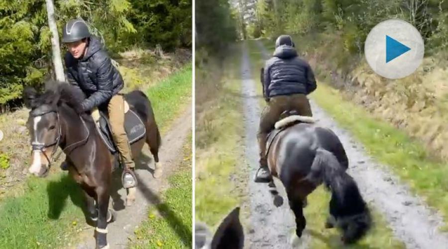 I helgen följde Jonathan Selander med sin flickvän, dressyrryttaren Lina Dolk, på en ridtur i skogen. Det var första gången som de red tillsammans.