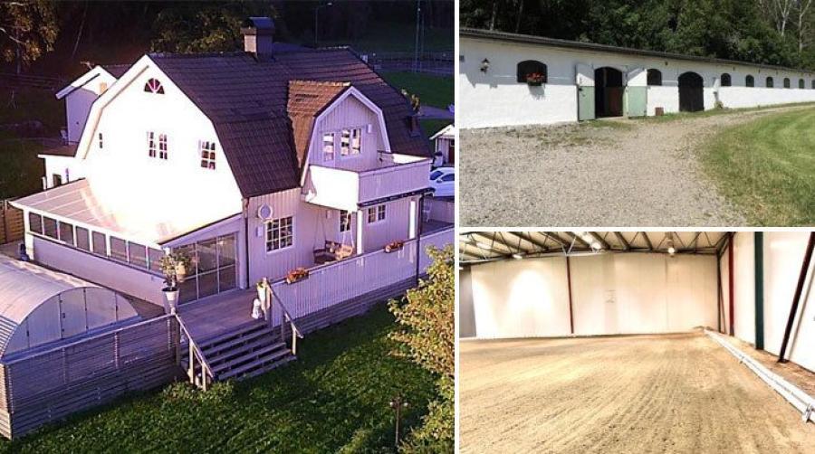 Stor hästgård med två ridhus och träningsbana