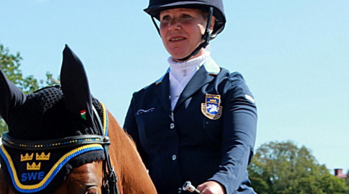 Anita Johnsson tar ett stort kliv uppåt på totalrankningen för världens pararyttare.
 Foto: Svenska ridsportförbundet
