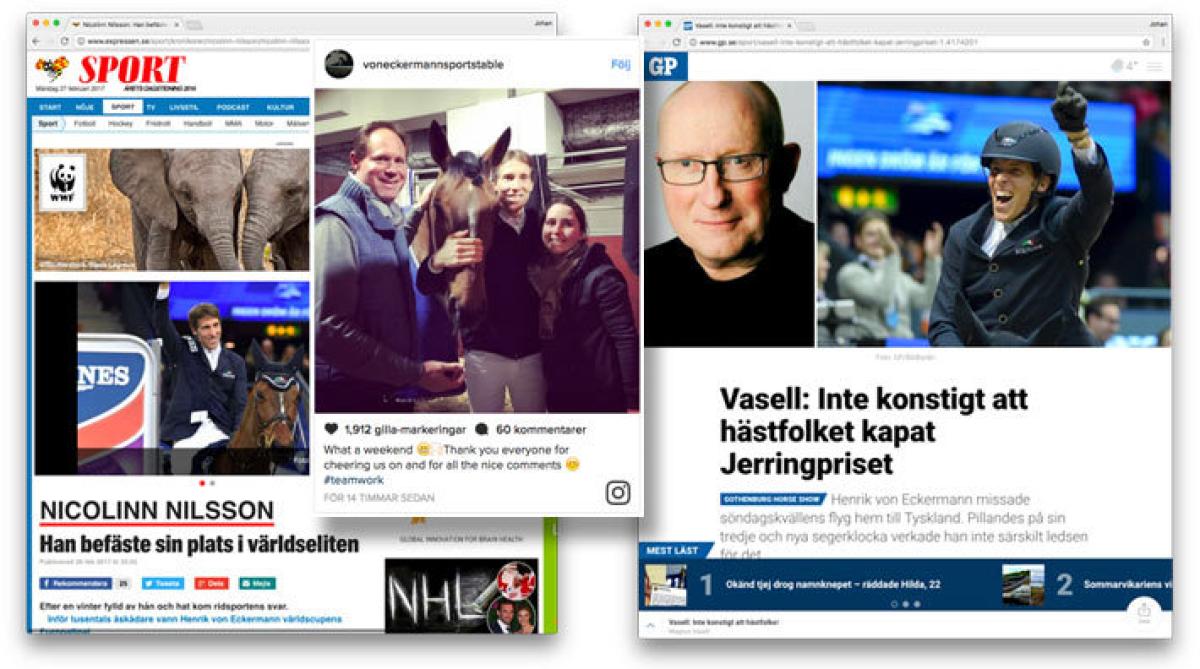 <i>Skärmdumpar från Expressen.se, GP.se och Henriks Instagram.</i>
