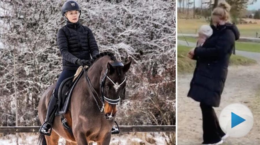 Tre månader gamla Gabrielle är dotter till en ryttare. Så det är kanske inte så konstigt att hon lärt sig att somna till när mamma går i piaff och passage.