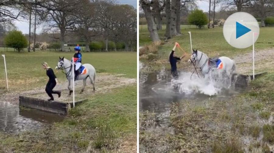 Måndag igen och vi tar oss an nya utmaningar! Den här lilla ryttaren råkade hamna rakt i vattenhindret, men som tur var verkar det ha gått bra för alla.