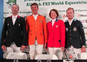 Final Four i VM 2014 – Patrice Delaveau, Jeroen Dubbeldam, Beezie Madden och Rolf-Göran Bengtsson.