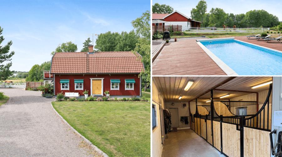 Sommarparadis med tre boxar och pool
