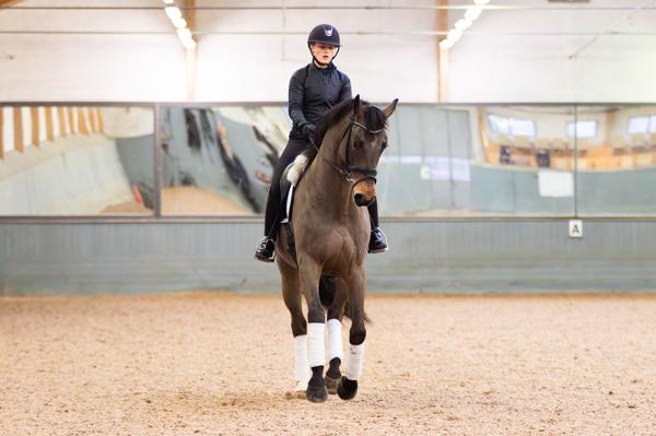 Ella Löfgren och skolhästen Danjong. Foto: Clara Wallin