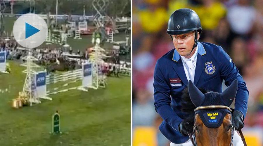 <p>Tre ekipage tog sig felfritt över den högsta höjden om – 195 centimeter – när höjdhoppningsklassen "Six bars" avgjordes i Spruce Meadows.