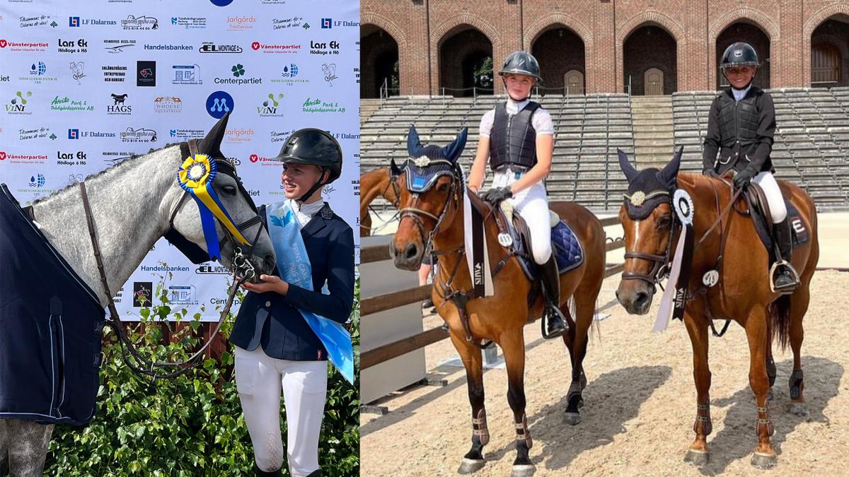 Till vänster Elvira med Amy´s Diamond och till höger båda systrarna. Foto: Privat