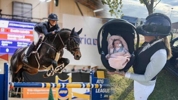 Evelin Lavén med Scentender 3 på Jönköping Horse Show i höstas. Nu följer Livia med på alla tävlingar. Foto: Ida Lindemann och Privat