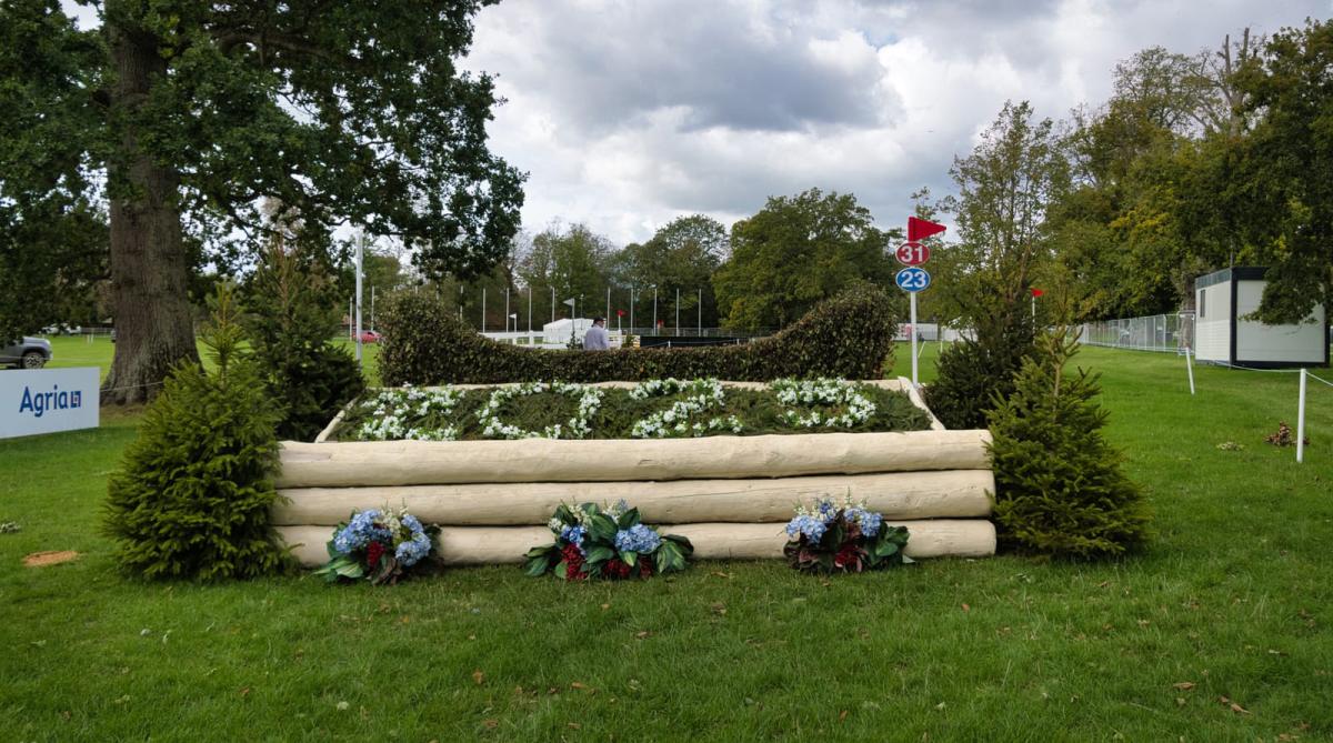 Ett av hindren på årets EM-terrängbana. Pressfoto: Agria Blenheim Palace International Horse Trials