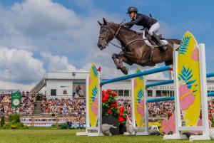 Amanda Eriksson och Folsom tog sig till de femstjärniga klasserna på Falsterbo Horse Show genom 7-Star. Där red de felfritt i den stora Grand Prix:en. Foto: Petter Arvidson/Bildbyrån
