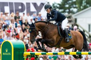 Amanda Landeblad och Springfield fick gå in i laget med kort varsel, men lyckades ändå med en felfri runda. Foto: Christian Örnberg/Bildbyrån