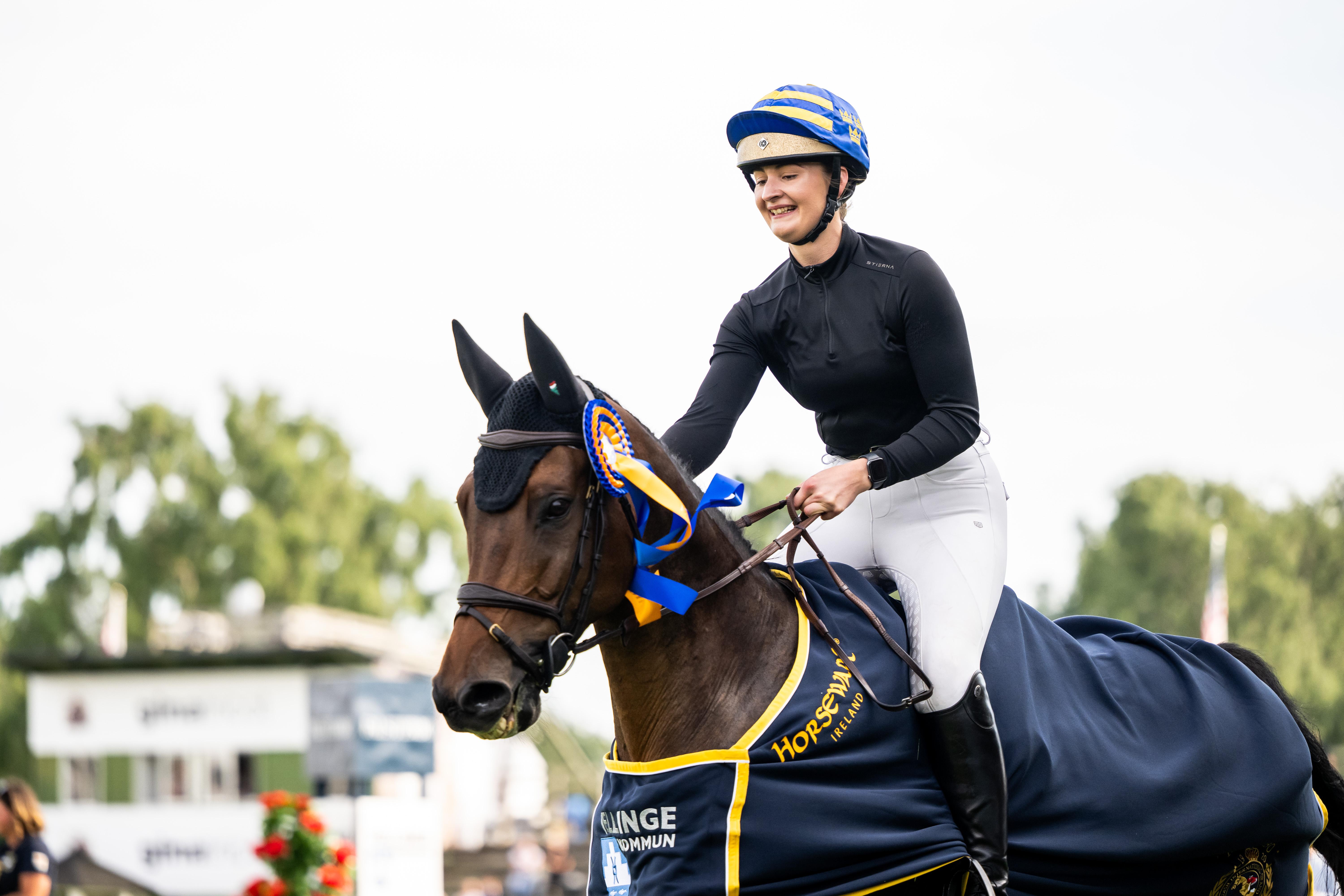 Amanda Andersson och Double Carat vann Huntingen i Falsterbo 2024. Foto: Petter Arvidson/Bildbyrån