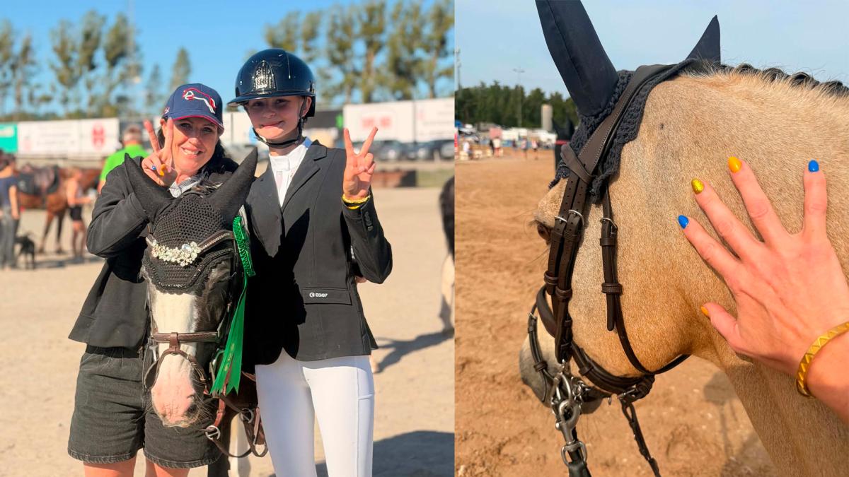 Till vänster Sophie Karpe med sin elev Lowa Åsberg som tävlade i helgen. Foto: Privat