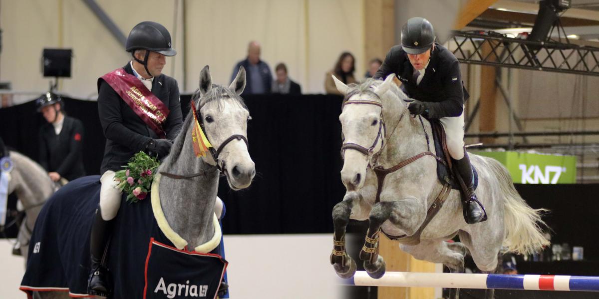 Jens Fredricson och HR Helei vann sjuårsfinalen i Agria Star of Tomorrow. Inför omhoppningen fick Jens hjälp av lillebror Peders plan. Foto: Maja Fröjelin