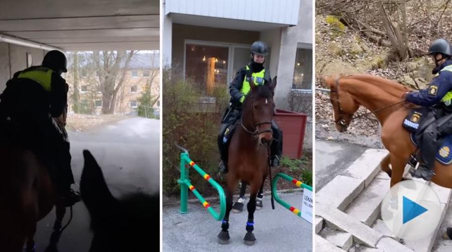 Uppför trappor, genom tunnlar och förbi bommar. De ridande poliserna kan fortsätta framåt även där polisbilar inte kommer fram.