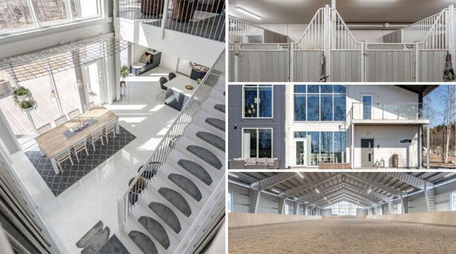 Lyxig hästgård med allt samlat under ett tak