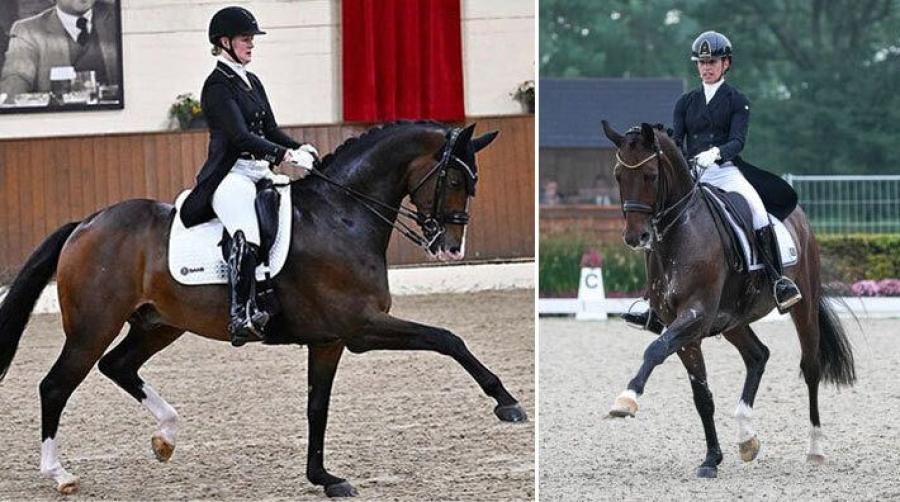 Malin Wahlkamp Nilsson med Bergsjöholms Valbonne och Caroline Darcourt med Lord Django. Arkivfoto: Kim C Lundin
