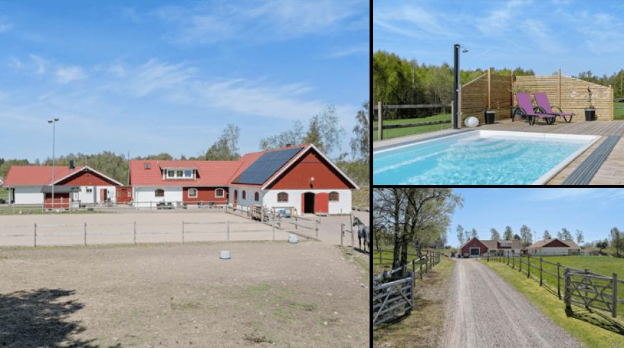 Välplanerad mindre hästgård med pool