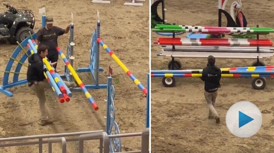 Den här banfunktionären har en talang utöver det vanliga. Enkelt och graciöst svingar han upp bommen med hjälp av sin fot. Hade du klarat det?