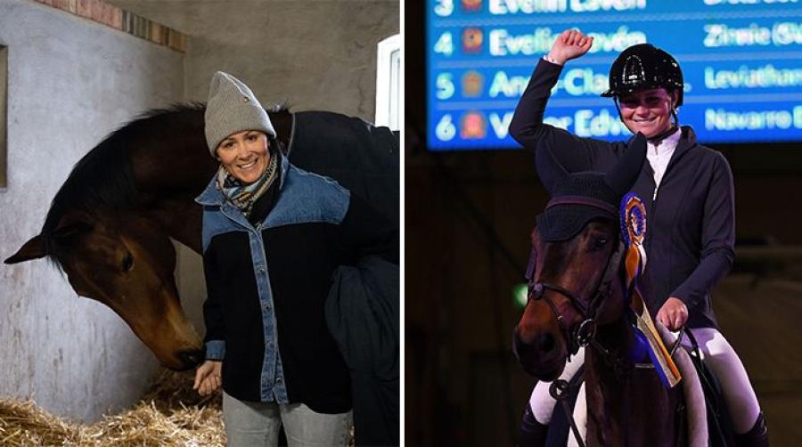 Bland annat ska Nicole tävla Qurious, som hon vann Elmias femårsfinalen med år 2022 – efter att ha fått rycka in som ryttare för storasyster Steffi. Arkivfoto: Mathilda Ahlberg/Bildbyrån (Lisen) och Linnea Lindahl (Nicole och Qurious)